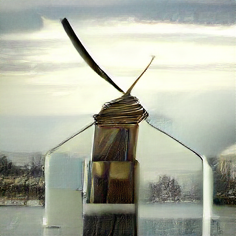 AI-generated abstract windmill-like form with ethereal lighting