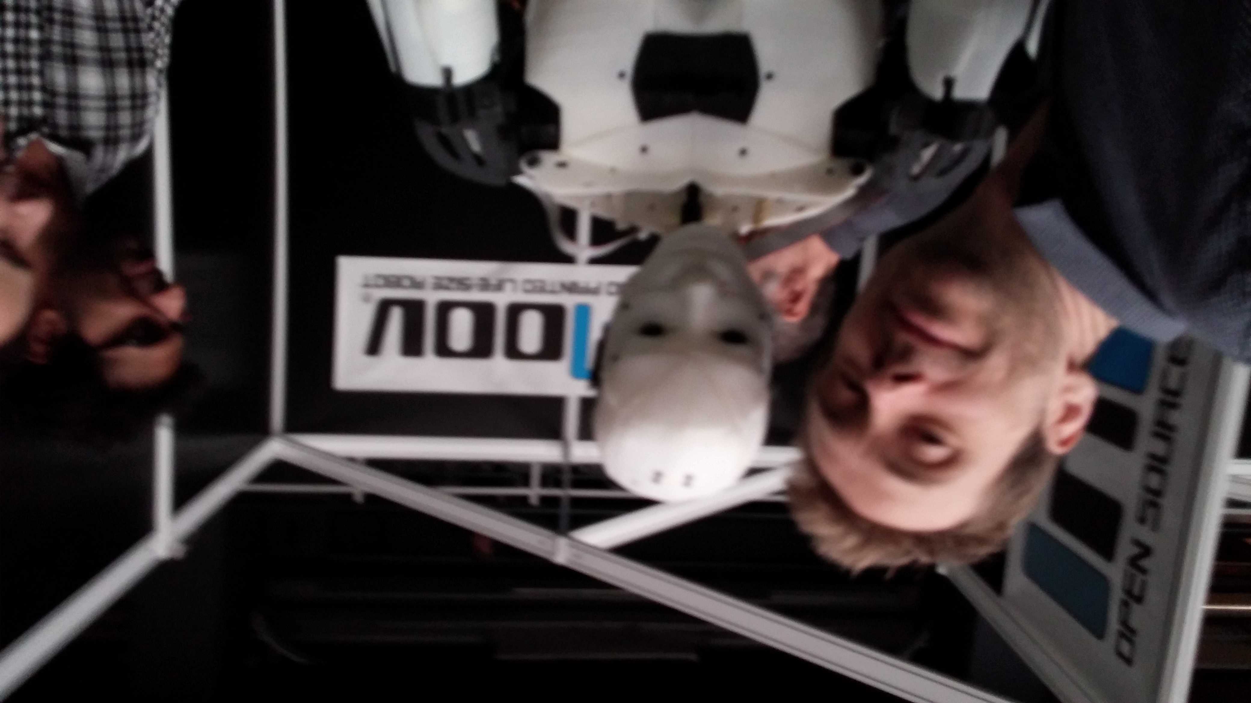 Frits Lyneborg with an early humanoid robot at the 3D Printer World Expo 2013