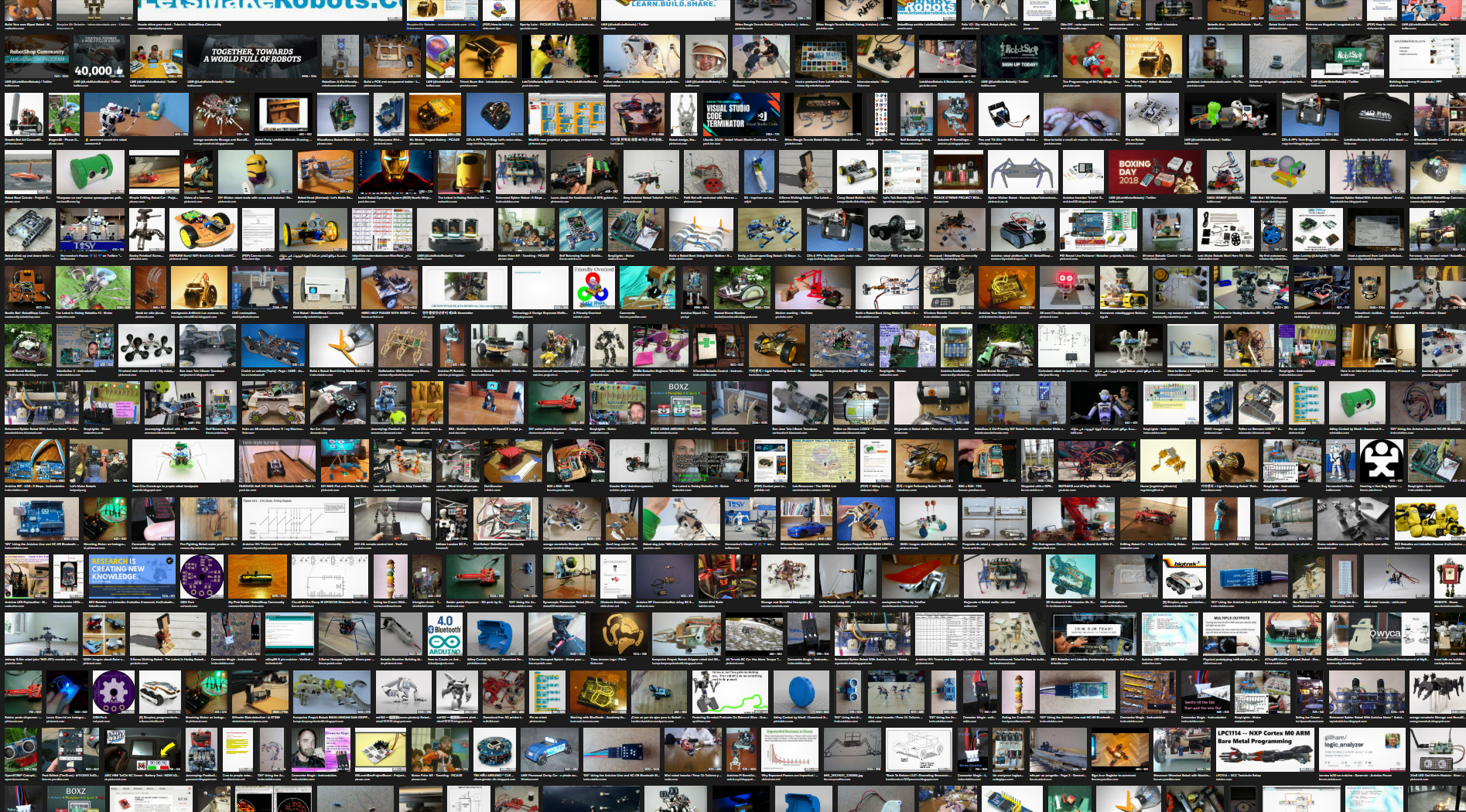Collage of robot-building projects from the LetsMakeRobots.com community